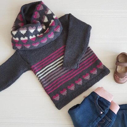 Love Heart Sweater & Cowl Set