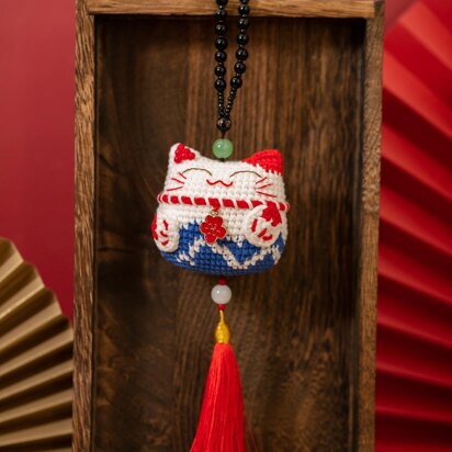 Auspicious Animals - Blue Fortune Cat Pendant