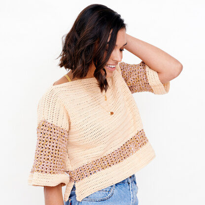 "Terramar Top" - Free Top Crochet Pattern For Women in Paintbox Yarns Cotton DK and Metallics DK