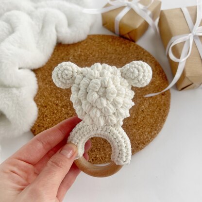Crochet sheep pattern Baby rattle toy Amigurumi lamb teether farm animal