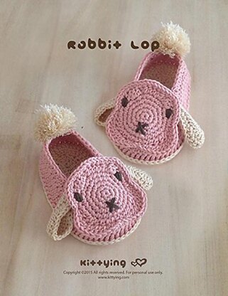 Bunny Rabbit Lop Baby Booties by Kittying Crochet Pattern