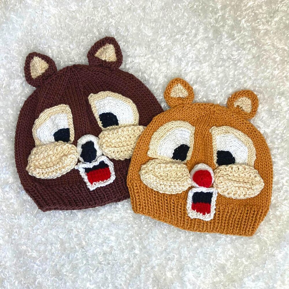 Chipmunk Baby Hat Chip Dale Knitting pattern by Wonderful Woodlands LoveCrafts