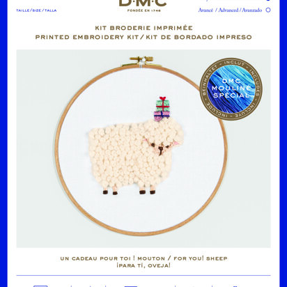 DMC For you! Sheep (printed fabric, 5" hoop) Embroidery Kit - 25cm x 25cm