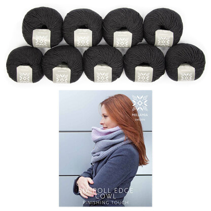 MillaMia Naturally Soft Aran Bia Roll Edge Snood 9 Ball Project Pack ...