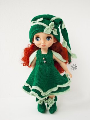 Outfit Elf for doll 16-18"  knitting flat