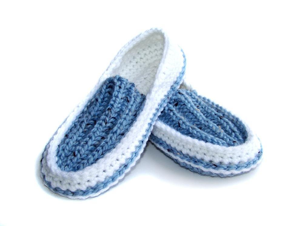Knit Crochet Slippers Moccasin Knitting Crochet pattern by
