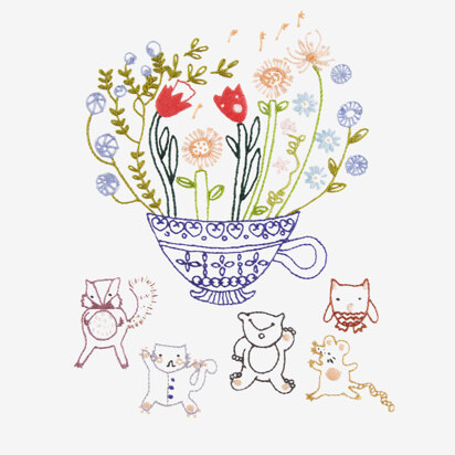 DMC Flower Teacup Embroidery Pattern - PAT0151 - Downloadable PDF