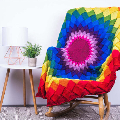 Rainbow Mandala Entrelac Blanket in Deramores Studio - Downloadable PDF