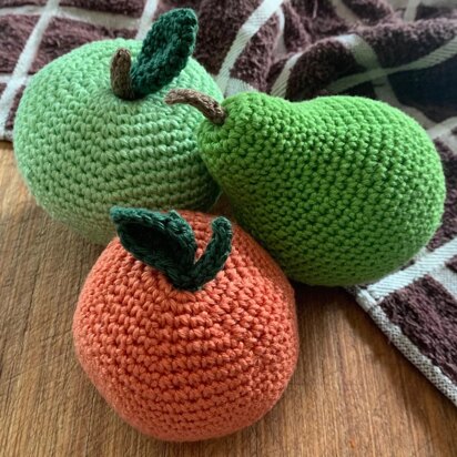 Mixed Fruits Crochet Pattern  - Apple Orange Pear