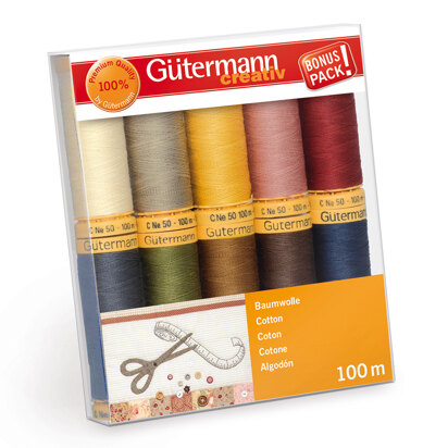 Gutermann Thread Set: Natural Cotton C Ne 50: 10 x 100m: Colour Assortment 3