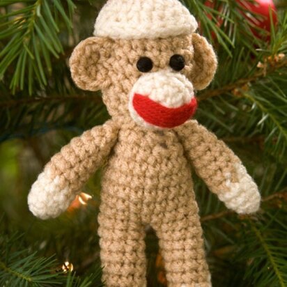 Sock Monkey Ornament in Red Heart Super Saver Economy Solids - LW2267