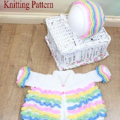 Knitting Pattern baby jacket & hat UK & USA Terms #42