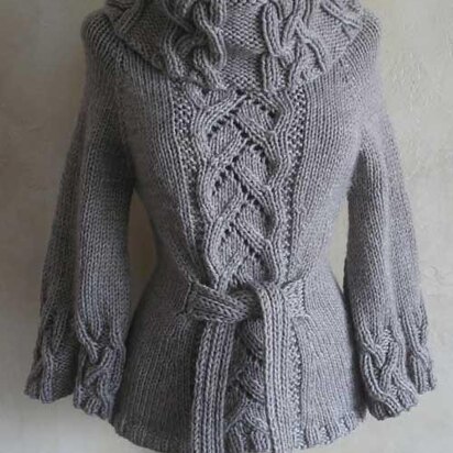#90 Chic Cables and Lace Cowl Neck
