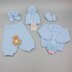 Izaiah unisex baby pram set 20" chest cardigan, hat, trousers, mitts & booties
