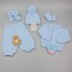 Izaiah unisex baby pram set 20" chest cardigan, hat, trousers, mitts & booties