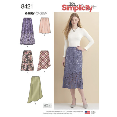 Simplicity Pattern 8421 Women's Skirts in Three lengths with Hem Variations 8421 - Sewing Pattern