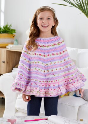 Rosy Day Poncho in Premier Yarns Bloom Chunky - Downloadable PDF