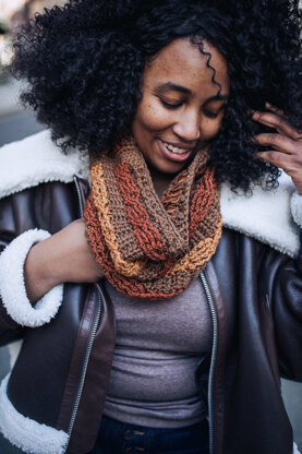 Angella Cabled Cowl in Lion Brand Basic Stitch Skein Tones - M20399 BSAP - Downloadable PDF