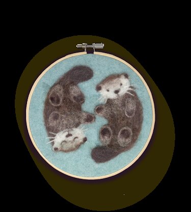 The Crafty Kit Company Otters in a Hoop Needle Felting Kit