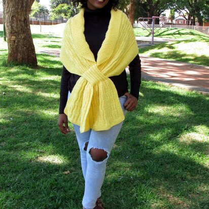 Wavy Ribbing Shoulder Wrap