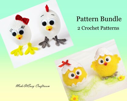 Little Chicks. Crochet Amigurumi Chicken. Farm Animals. Pattern Bundle