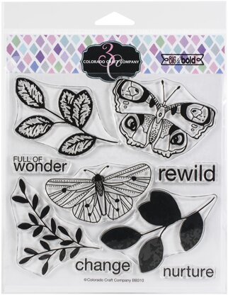 Colorado Craft Company Clear Stamps 6"X6" - Blissful Butterflies-Big & Bold