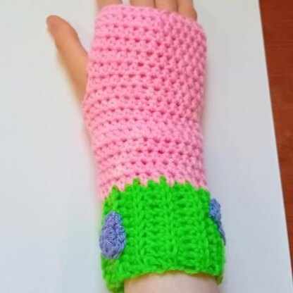 Crochet Spongebob Themed Fingerless Gloves