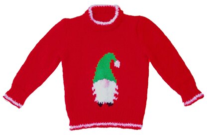 Gnome motif sweater with Christmas hat & toy