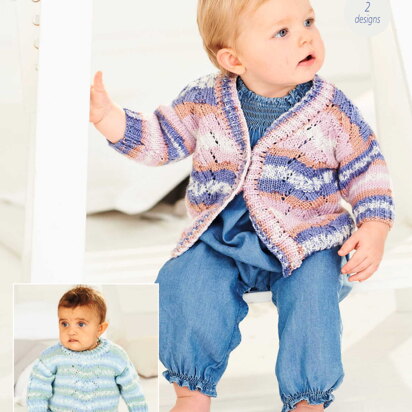 Cardigan and Sweater in Stylecraft Bambino Prints DK - 9843 - Downloadable PDF
