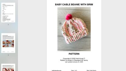 Baby Cable Beanie with Brim