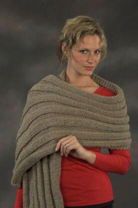 Wide Ribbed Prayer Shawl in Plymouth Encore Worsted - F467