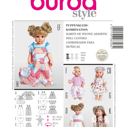 Burda Doll Clothes Sewing Pattern B8308 - Paper Pattern, Size one size