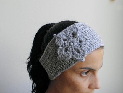 Headband earwarmer with flower