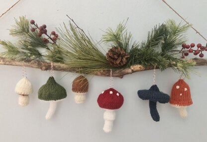 Knit Mushroom Christmas Ornaments