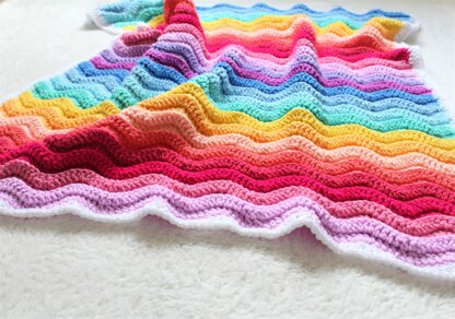 Rainbow ripple outlet crochet blanket