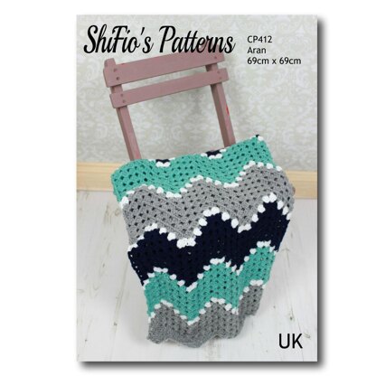 Crochet pattern baby ripple afghan blanket  UK & USA Terms #412