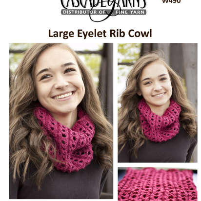Large Eyelet Rib Cowl in Cascade Yarns Venezia Worsted - W490 - Downloadable PDF