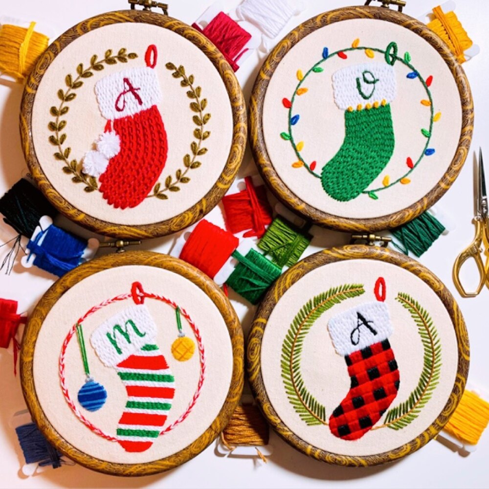 Holiday Themed Christmas Embroidery Kits