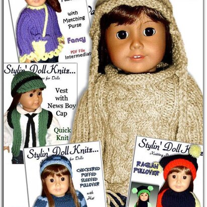 5 pdf knitting patterns. Fits 18 inch and American Girl Doll 02