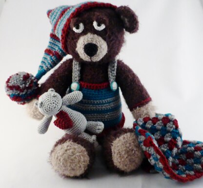 Spieluhr Teddybär Mutzli mit Babyrassel Nilpferd Häkelanleitung