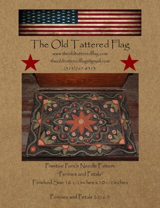 The Old Tattered Flag Pennies and Petals Punch Needle Pattern with Printed Weaver's Cloth - OTF1930 - Leaflet