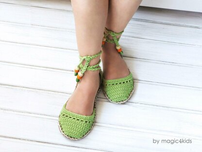 Green sandals with rope soles