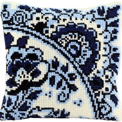 Pako Cushion Blue White Cross Stitch Kit - 40x40 cm