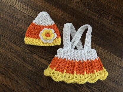 Candy Corn Baby Dress and Hat