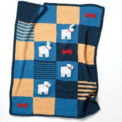 Knit Puff Doggy Blanket in Lion Brand Wool-Ease