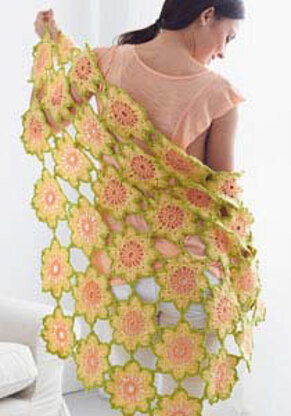 Garden Flowers Shawl in Caron Simply Soft Collection & Simply Soft - Downloadable PDF