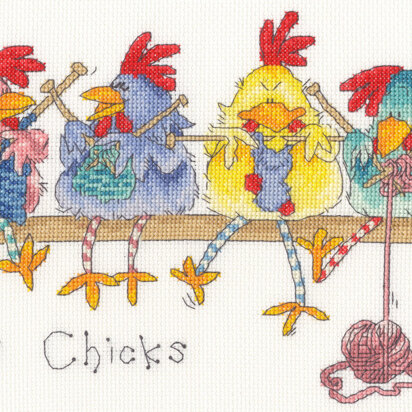 Bothy Threads Knit Chicks Cross Stitch Kit - 33 x 18cm