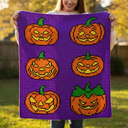 Jack-o’-lantern Baby Blanket SINGLE CROCHET PATTERN