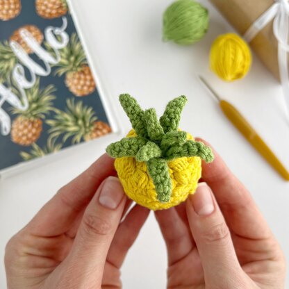 Pineapple crochet keychain pattern Amigurumi toy Bag charm Car mirror hanging decor