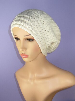 Chunky Rib Band Garter Stitch Slouch Hat